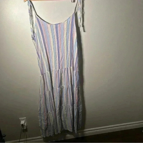NWT Joe Fresh Tie Shoulder Rainbow Stripe Dress M - Picture 3 of 9